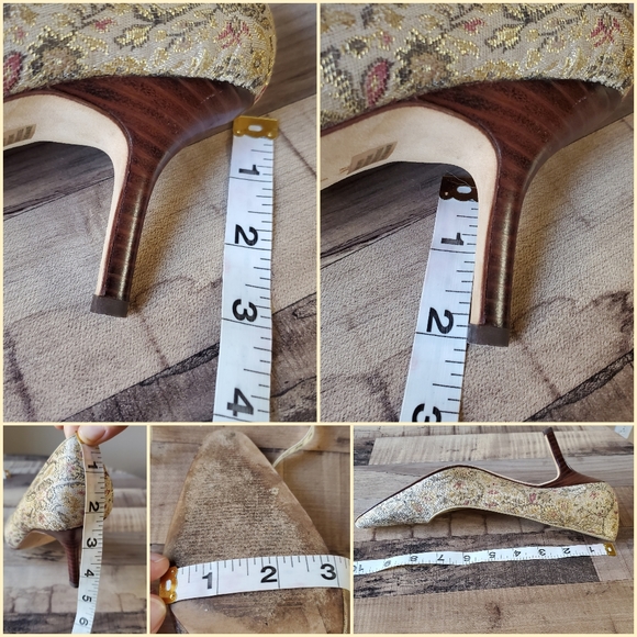 Ann Taylor Loft almond toe floral neutral tapestry heels/ pumps low heel size 7 - Picture 14 of 15